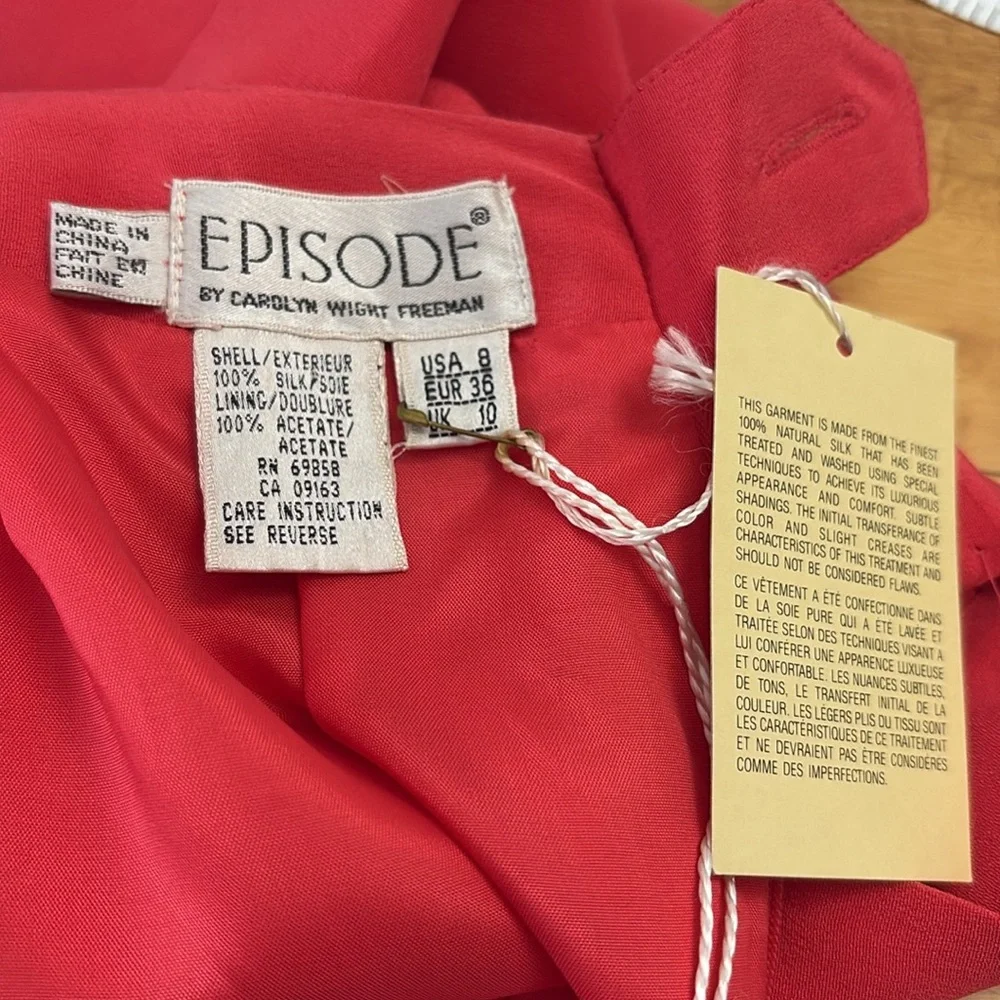 Episode by Carolyn Wight Freeman 100% Silk Skirt Bright Coral Size 8 Lined NWT